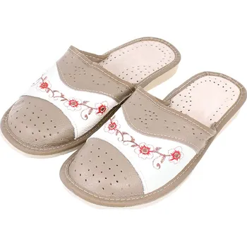 Dámské pantofle TifanTEX Pantofle dámské kožené Květiny