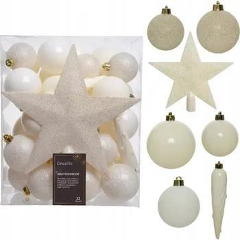 Vánoční dekorace Sada plastových Vánoční baňky na stromeček - sada 33 ks