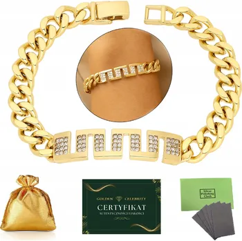 Náramek Zlatý dámský náramek na ruku, široký, z chirurgické oceli, 18k, řecký vzor