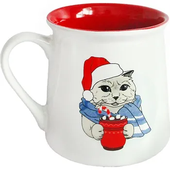 Toro Keramický hrnek Xmas Cat, 290 ml, červená