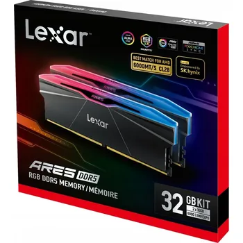 Operační paměť Paměť RAM Lexar Ares RGB Gen2 DDR5 32GB (2 x 16GB) 6000 CL28 Černá