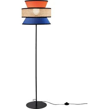 Lampička Luce Ambiente Design Stojací lampa Gazebo, oranžová/modrá/přírodní, 147 cm, látka/rattan - Ø základna 30 cm oranžová, modrá, přírodní, černá 1 x 30 W - Doprava zdarma