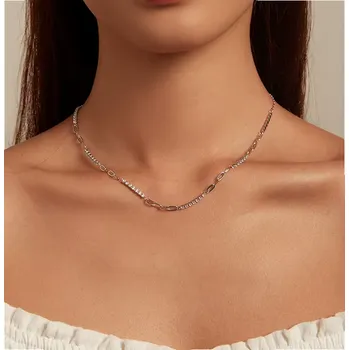 Náušnice For Silver Elegantní stříbrný náhrdelník se střídavými čtvercovými zirkony - Stříbro 925