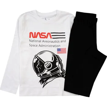 CHLAPECKÉ PYŽAMO NASA bavlna DLOUHÝ RUKÁV černé kalhoty 140 D010W