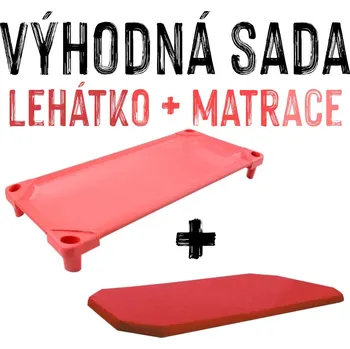 Zahradní lehátko VÝHODNÁ SADA - Dětské lehátko s matrací LEONTÝNKA, červené