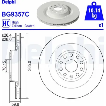 Brzdový kotouč Brzdový kotouč DELPHI BG9357C