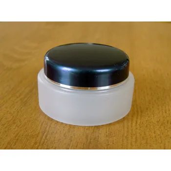 Dóza na potraviny ČR Kosmetická dóza 30 ml dvouplášťová skleněný efekt modré víčko stříbrný proužek