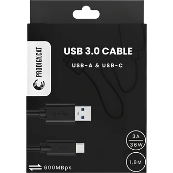Datový kabel Kabel prodigy.cat USB - USB typ C 1,8 m černý
