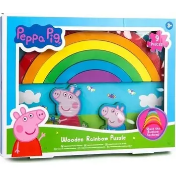 Dřevěná hračka Rms prasátko Pepa dřevěná duhová skládačka