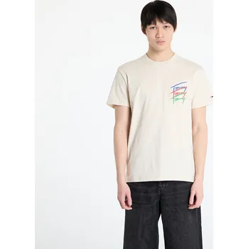 Pánské oblečení Tričko Tommy Jeans Regular Twisted Sign Tee Beige L
