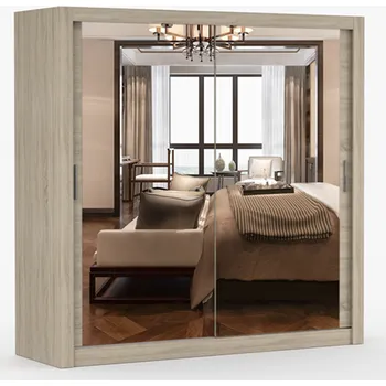 Šatní skříň Šatní skříň se zrcadlem Milan dub sonoma, 203 x 200 x 64 cm