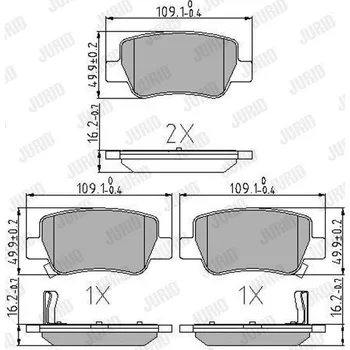 Brzdový systém Sada brzdových destiček, kotoučová brzda JURID 572627J