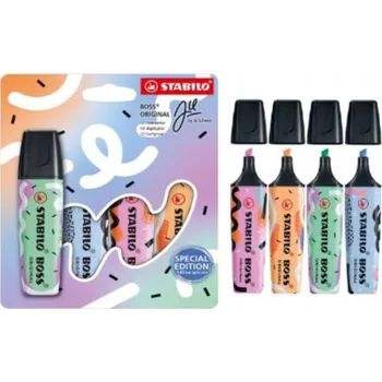 Zvýrazňovač Pastelové zvýrazňovače STABILO BOSS PASTEL [4] SCHNEE