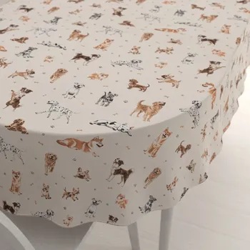 ubrus Bavlněný oválný ubrus Sandra SA-620 Psí kamarádi na krémovém 50x100 cm