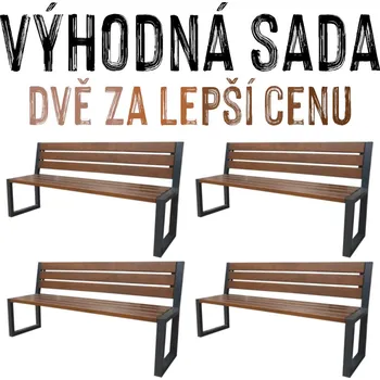 Zahradní lavice VÝHODNÁ SADA - 4x Zahradní lavička PANTHERA, s opěradlem bez područek