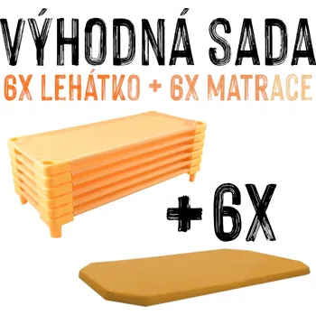 Zahradní lehátko VÝHODNÁ SADA - 6x Dětské lehátko s matrací LEONTÝNKA, oranžové