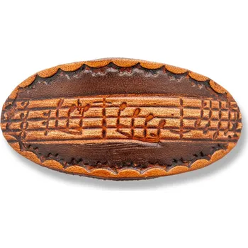 Kožená spona do vlasů s partiturou - oválná 6 cm Barva: Světle hnědá