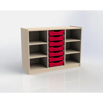 Koupelnový nábytek Skříňka ARI, 4x police, 7x box, červená