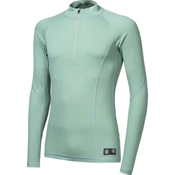SENSOR MERINO DF pánské triko dl.rukáv zip basil green termoprádlo