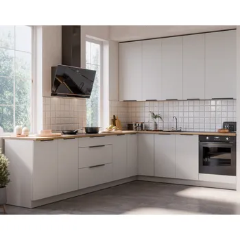 Kuchyňská linka Kuchyňská linka ARIA, sestava E, 290 cm x 230 cm, 10 skříněk, Aria bílá /bílá