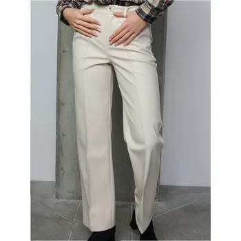 Dámské kalhoty Sinsay - Koženkové kalhoty - béžová - 753FJ-02X - 753FJ-02X-XXL