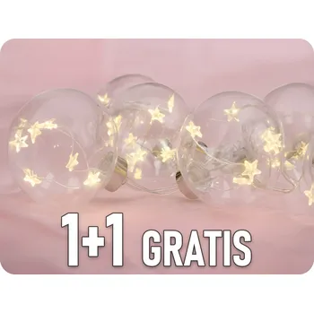 Sada LED vánočních koulí s hvězdami, 6ks, 30LED, časovač, tester, 1+1 zdarma! [1V228]