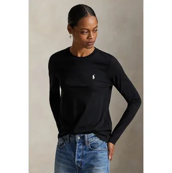 Pánská móda Bavlněné tričko s dlouhým rukávem Polo Ralph Lauren 211898699 černá 99X, vel. XL