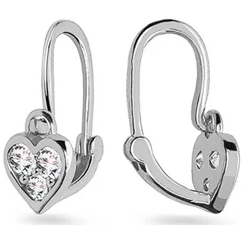 Náušnice Náušnice pro novorozeně z bílého zlata Srdíčka se zirkony IZ18012A + dárkové balení LUXUS zdarma