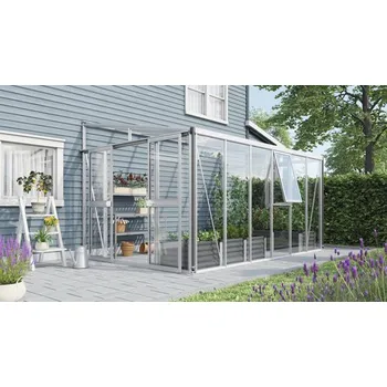 Skleník Skleník ke zdi Vitavia Athena 10200 kombinace skla a polykarbonátu 265,9 x 397,2 cm hliník