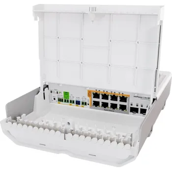 Switch MikroTik managed Switch/UPS netPower Lite 8P, 8x GbE PoE+, 2x 10Gb SFP+, SwOS, PSU (PoE budget 120W)