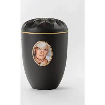 Smuteční dekorace Ekologická urna Jabloňový květ s fotorámečkem - Antracit