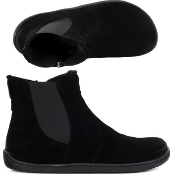 Dámská zimní obuv Dámské barefoot kotníkové boty se zipem zateplené 1263 černé velur 42
