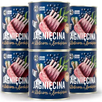 Krmivo pro psa Vlhké krmivo pro psy John Dog jehněčí se sleďem a borůvkami 6 x 800 g