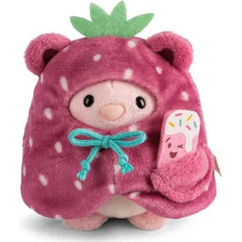 plyšák NICI MYMOCHI PLYŠOVÝ MAZLÍČEK PŘÍTULNÍČEK KRÁLÍK PIBU S KOSTÝMEM JAHODY A LEDEM 8 CM