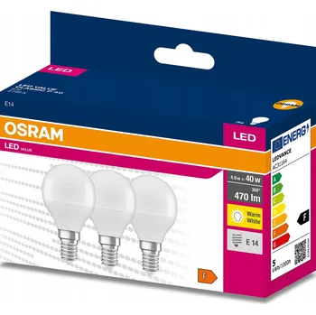Žárovka 3x LED žárovka E14 P45 4,9W = 40W 2700K OSRAM Value