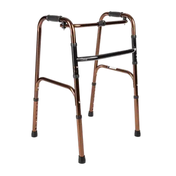 Chodítko pro seniory Výškou nastavitelné hliníkové chodítko FS-913L - hnědé