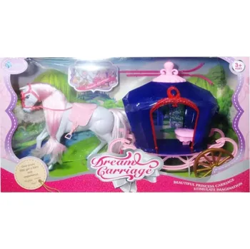 Doplněk pro panenku Kareta s koněm pro panenky - kočár pro loutky