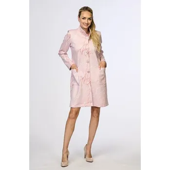 Dámský kabát Delší jemně růžový dámský kabát s kapsami 7673 velikost M
