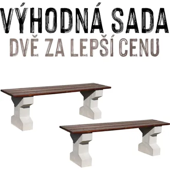 Zahradní lavice VÝHODNÁ SADA - 2x Betonová lavice FANTILO, 150 x 40 cm
