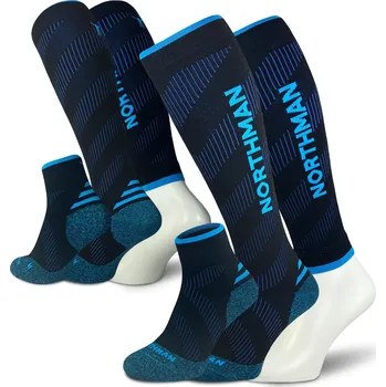 Pánské ponožky Northman Compress ponožky Elite 3-pack Velikost: 42-47 Modrá Kompresní Podkolenka, Návlek a Kotníková Ponožka (sada)