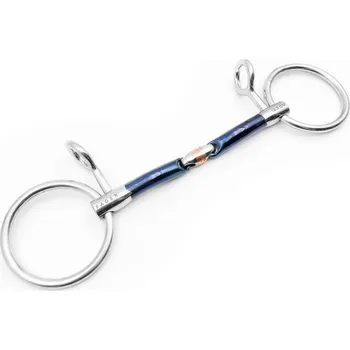 Udidlo pro koně Udidlo Baucher dvakrát lomené Loose Rings Sweet Iron John Fager 9,5 cm