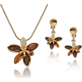 Souprava šperků Elegantní květinový set YVON - náhrdelník a náušnice v teplých barvách