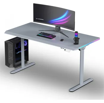 Počítačový stůl ULTRADESK Herní stůl QUEST, 140x70cm, 72-120cm, šedá-šedá