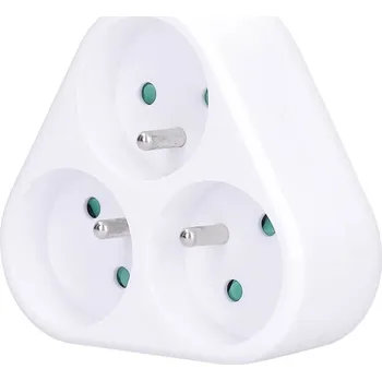 rozbočovací zásuvka Solight rozbočka 3x 10A, trojúhelník, bílá, P94