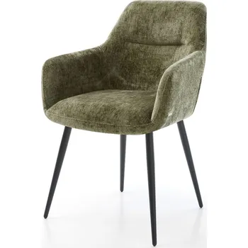 Jídelní židle DELIFE Jídelní židle Pejo-Flex žinylka olivová 4-nohá zúžená černá taštičkové pružiny