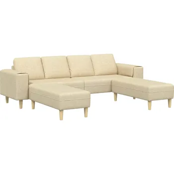 Pohovka vidaXL Pohovka do obývacího pokoje 3 pcs Krémová Polyester