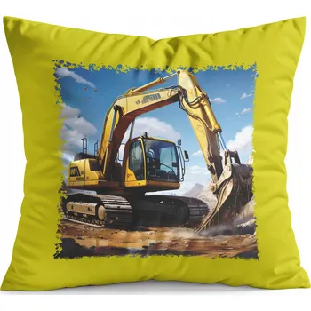 Polštář POLŠTÁŘ ŽLUTÝ DÁREK - STAVEBNÍ STROJE