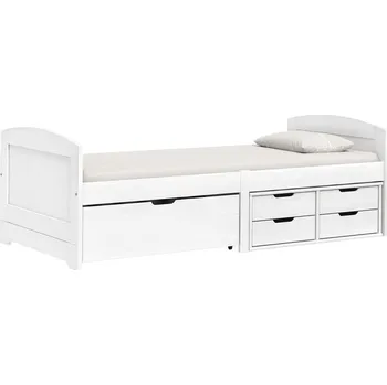 Obývací stěna Bílé lakované jednolůžko MARY 90x200 cm s úložnými zásuvkami z masivu borovice