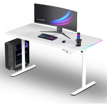 Počítačový stůl ULTRADESK Herní stůl QUEST, 140x70cm, 72-120cm, bílá-bílá