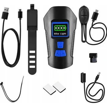Svítilna Výkonná LED cyklo svítilna s tachometrem, klaksonem a USB nabíjením 3v1